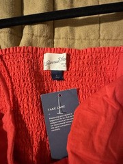 Universal Thread Red Cotton Eyelet Smocked Midi Sundress V-Neck Pockets L