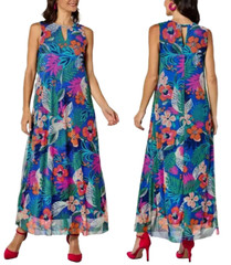 NEW Antthony Mesh Knit Halter Maxi Dress BLUE SZ XL