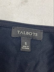 Talbots Women&rsquo;s Black Surplice Draped Faux Wrap Jersey Dress Elbow Sleeve Size S