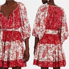 NWT harina Sarte Paisley Pull Over Casual Mini Dress Women&rsquo;s Red