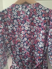 Yumi Daisy Wrap Maxi Dress UK Size 12 Navy Pink Red Floral Half Sleeve New Tags