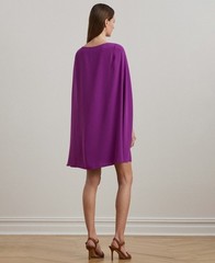 Lauren Ralph Lauren Cape Georgette Cocktail Dress Women&rsquo;s 6 Purple Hook & Eye