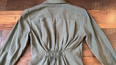 Zara Green Collared Long Sleeve Solid Wrap Shirt Dress Short S Pocket Zipper