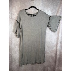 NWT Boboau Women&rsquo;s Striped Bell Sleeve Tunic Dress Size Medium White Black