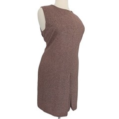 Eddie Bauer Brown Herringbone Wool Silk Blend Sleeveless Shift Dress XXL
