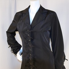 BETSEY JOHNSON Black Solid Polyester Women Lace Up Dress Jacket Size S