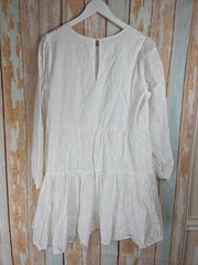 GB White Polka Dot Round Neck Long Sleeve A-Line. 100% cotton. size XL