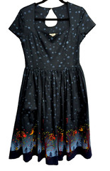 Dancing Days Banned Apparel Dress Size S Midnight Owl Whimsigoth Pin Up Witchy