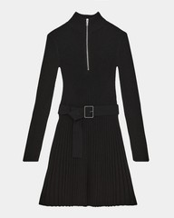 NEW, Reiss Vienna Belted Rib Knit Dress in Black Sz M #MD0215