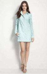 Amazing Turquoise Chalk Leeandra Flower Lace designer dress by DVF sz 6