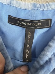 BCBGMAXAZRIA Dress Womens Medium Blue Tie Dye Cold Shoulder Embroidered Boho