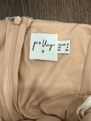 Princess Polly Beige Square Neck Strappy Mini Dress Tie Waist Ruffle Hem Zip, 4
