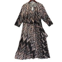 Cato NWT Abstract Wrap Style Accordion Pleat 14/16W Sleeve Party Dress Midi
