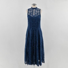 Free People Angel Rays Lace Midi Dress Womens Size XS Blue Lace Cotton Sapphire