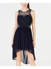 CITY STUDIO Womens Hi-Lo Below The Knee Dress Navy Sleeveless Juniors 5