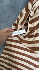 Maxi Dress Active Basic Brown Stripe Sweater Dress Size L (1080)