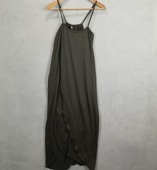 Womens Wrap Dress Medium Black Ruffle Detail Spaghetti Strap Scoop Neck Casual