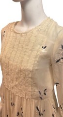 Free People Size 4 Feather Bone Ivory Embroidered High Neck Sheer Layer Dress