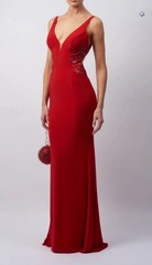 Mascara Mc181465 Red Sequin Fitted Prom Dress Size UK 8