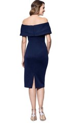 Betsy & Adam Off-the-Shoulder Sheath Dress – Navy