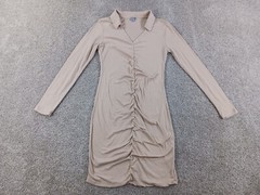 J For Justify Teens Dress Large Beige V-Neck Collared