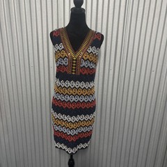 Johnston & Murphy Dress Womens 4 Multicolor Embroidered Sleeveless Boho Sequin