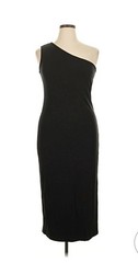 Eloquii One Shoulder Sleeveless Ribbed Knit Dress Black Minimalist Party 22/24