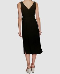 $59 1.State Women&rsquo;s Black V-Neck Sleeveless Button Faux-Wrap Midi Dress Size 8
