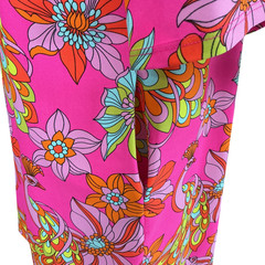 Jude Connally Kerry Tunic Dress Size M Hot Pink Peacock Print Bell Sleeve $228