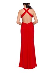 XSCAPE Womens Red Jersey Lined Cut-out Sides Cross-back Formal Dress 0