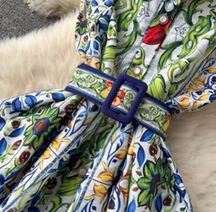 Floral Sleeveless Bohemian A-line Dress, Sicilian Holiday Beach Dress