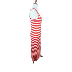 Active Basic Maxi Dress Womens Large Red White Striped Racerback Sleeveless