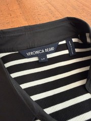 Veronica Beard Bailey Black White Striped Ribbed Polo Dress Size S