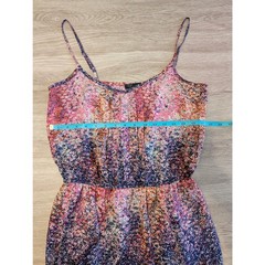 Aqua Cami Dress Womens Medium M Pink Orange Abstract Print Silk Look Mini Dress