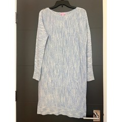 Lilly Pulitzer Blue Space Dye Sweater Dress Long Sleeve Gold Button Shoulder S