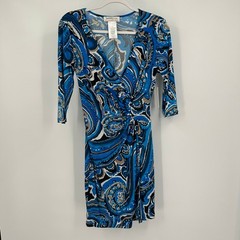 Womens Y2K Babydoll Dress Size 8P Psychedelic Mod Abstract Boho Office Career