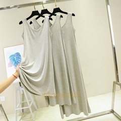 Women Scoop Neck Full Slip Plain Long Vest Dresses Camisole Liner Under Dress