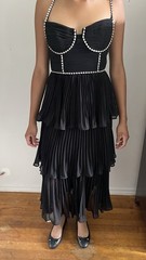 Self-Portrait Women&rsquo;s Black Chiffon Tiered MIDI Dress Size 2