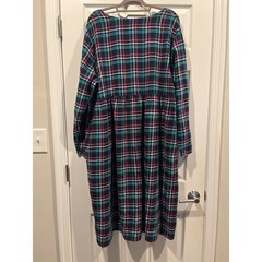 CW Classics Plaid Flannel Button Front Dress Womens 2X Teal Pink Cotton Midi