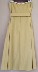 CAPULET Zip Back Closure Strapless Belted Side Pockets Midi Linen Blend Dress S
