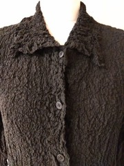 M24 ISSEY MIYAKE me Stretch Crinkled Switch Dress Black Shirt Style Open Front C