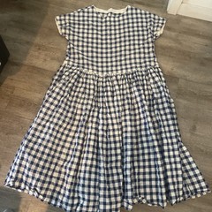 CASEY/CASEY Blue + White Gingham Checkered Dress Gathered Full Skirt SZ XL