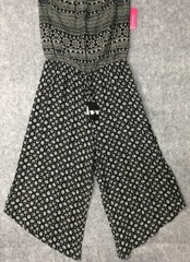XHILARATION Dress Sleeveless Jumpsuit JUMPER Pants M Floral Black White BOHO NWT