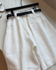 QUIET LUXURY Linen Shorts High Waisted Bermuda Pants Casual Sunmer