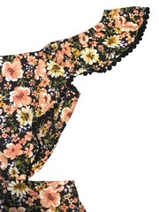 Forever 21 Small Off the Shoulder Black Ditsy Floral Dress