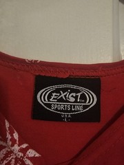Exist Sports Line Size Large Red Sleeveless White Palm Tree Print Cotton Jersey