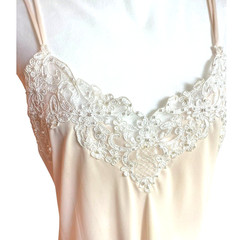 Linea Donatella Semi Sheer Pink Maxi Slip Dress Lace Asymmetrical Hem Fairy XL