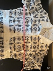 Doe and Rae White/Black Floral Shirt Dress L Short Sleeve Collared Cotton