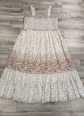 NWT 2X Max Studio Women&rsquo;s Plus Size Ivory Floral Square Neck Tiered Maxi Dress