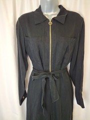 M&S AUTOGRAPH LYOCELL WIDE LEG JUMPSUIT RRP89 uk12 Belt Long Sleeve Black E5128